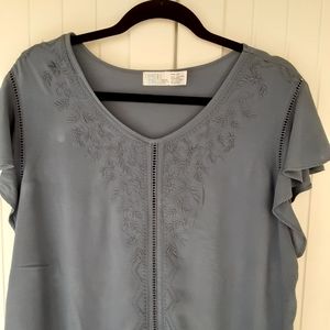 Time and Tru Floral Embroidered Blouse, Size XXXL
